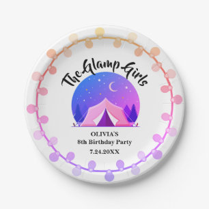 Assiettes En Carton Fête d'anniversaire de camping Glamping pour fille