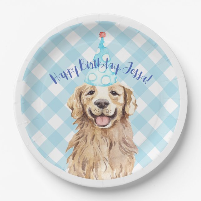 Assiettes En Carton Fête d'anniversaire de chien de laboratoire Plaque (Devant)