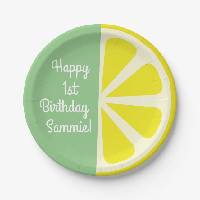 Assiettes En Carton Fête d'anniversaire de Citrus Slice (Devant)