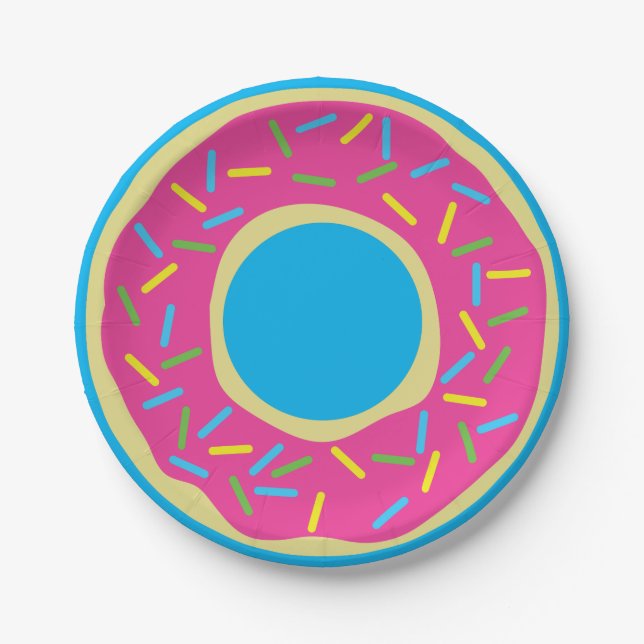 Assiettes En Carton Fête d'anniversaire de Donut (Devant)