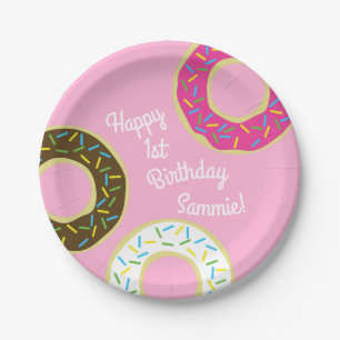 Assiettes En Carton Fête d'anniversaire de Donut