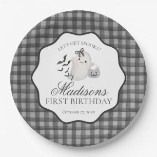 Assiettes En Carton Fête d'anniversaire de fantôme mignon en vichy noi