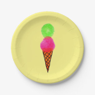 Assiettes En Carton fête d'anniversaire de fille à la crème glacée col