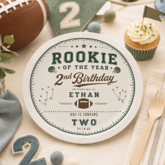 Assiettes En Carton Fête d'anniversaire de Football Green Recrue 1ère 