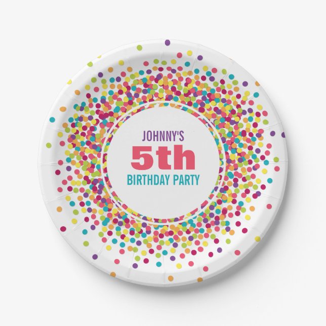 Assiettes En Carton Fête d'anniversaire de Funfetti (Devant)