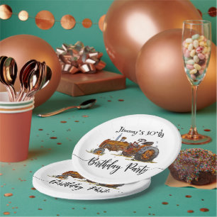 Assiettes En Carton Fête d'anniversaire de garçons avec design de trac