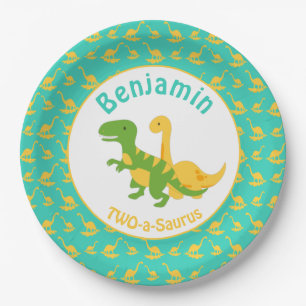 Assiettes En Carton Fête d'anniversaire de garçons dinosaures mignons