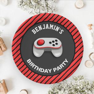 Assiettes En Carton Fête d'anniversaire de jeu vidéo moderne