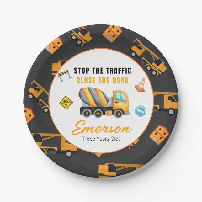 Assiettes En Carton Fête d'anniversaire de la construction (Devant)