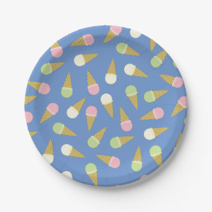 Assiettes En Carton Fête d'anniversaire de la crème glacée