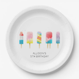 Assiettes En Carton Fête d'anniversaire de la crème glacée d'été