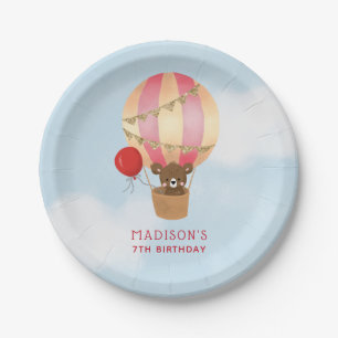 Assiettes En Carton Fête d'anniversaire de la Fille du ballon à air