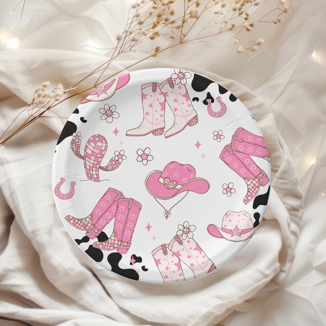 Assiettes En Carton Fête d'anniversaire de la fille Rodéo First (Créateur téléchargé)
