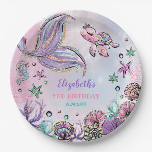 Assiettes En Carton Fête d'anniversaire de la Marque de la Sirène ma