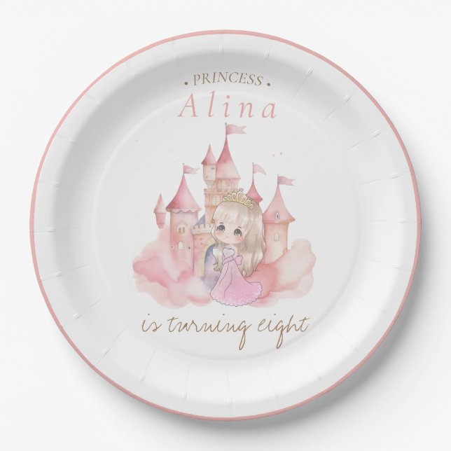 Assiettes En Carton Fête d'anniversaire de la princesse (Devant)
