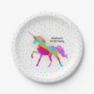 Assiettes En Carton Fête d'anniversaire de licorne de parties
