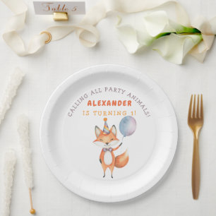 Assiettes En Carton Fête d'anniversaire de Little Fox