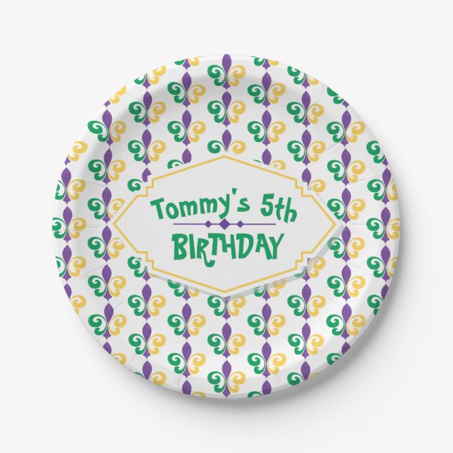 Assiettes En Carton Fête d'anniversaire de mardi gras (Devant)