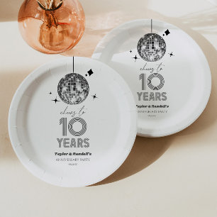 Assiettes En Carton Fête d'anniversaire de mariage Disco Cheers 10 Ans