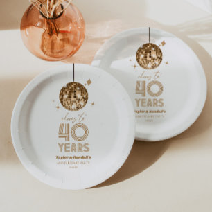 Assiettes En Carton Fête d'anniversaire de mariage Disco Cheers 40 Ans