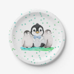 Assiettes En Carton Fête d'anniversaire de pingouin mignon