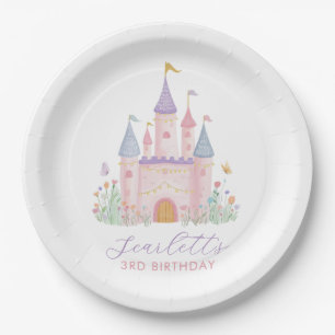 Assiettes En Carton Fête d'anniversaire de princesse Château enchanté 
