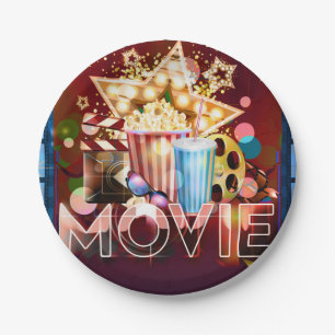 Assiettes En Carton Fête d'anniversaire de soirée cinéma de films de