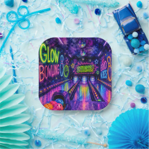 Assiettes En Carton Fête d'anniversaire de teenager Bowling Glow aquar