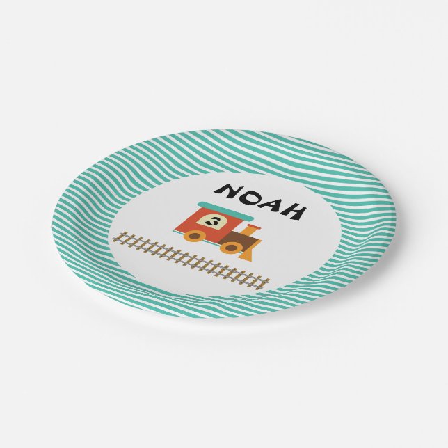 Assiettes En Carton Fête d'anniversaire de train pour enfants (Angle)