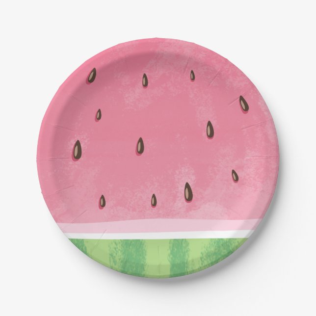 Assiettes En Carton Fête d'anniversaire de Watermelon Paper Plate été  (Devant)