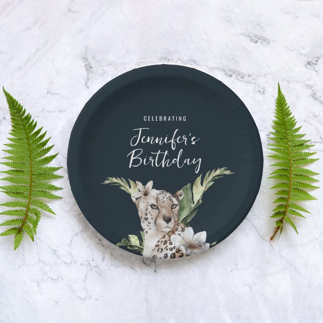 Assiettes En Carton Fête d'anniversaire de Wild Jungle Leopard pour ad (Créateur téléchargé)