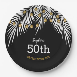Assiettes En Carton Fête d'anniversaire des 50 ans Black and White Pal