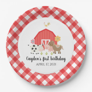 Assiettes En Carton Fête d'anniversaire des animaux de ferme Plaques r