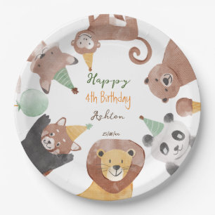 Assiettes En Carton Fête d'anniversaire des animaux de fête personnali