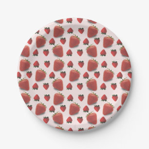 Assiettes En Carton Fête d'anniversaire d'été à la fraise