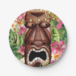 Assiettes En Carton Fête d'anniversaire d'été Luau Tiki Hawaïen en boi