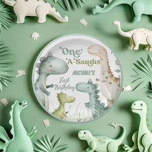 Assiettes En Carton Fête d'anniversaire du garçon Dinosaur One-A-Sauru