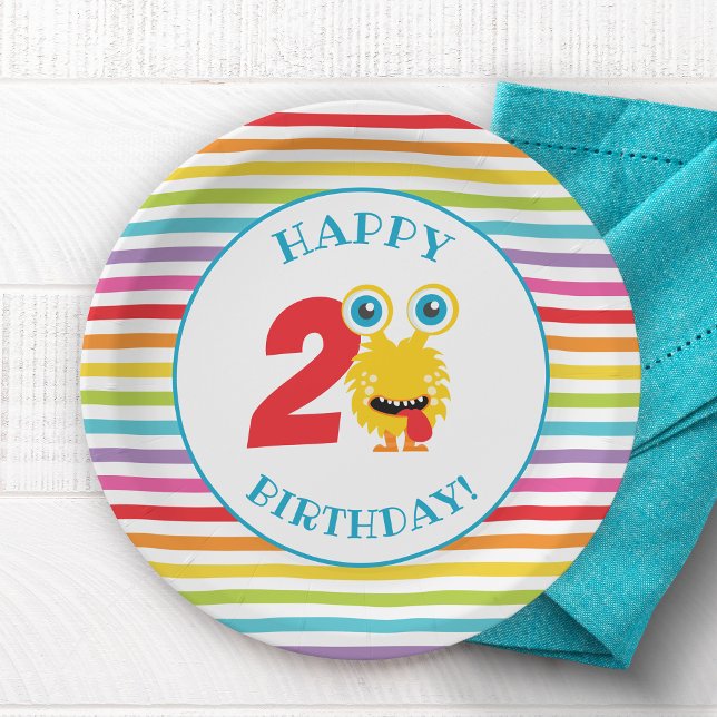 Assiettes En Carton Fête d'anniversaire du Monstre bleu (Blue Monster Birthday Party Paper Plates)