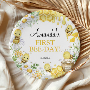 Assiettes En Carton Fête d'anniversaire du premier jour de l'abeille f
