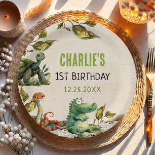 Assiettes En Carton Fête d'anniversaire du reptile Show