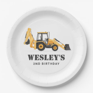 Assiettes En Carton Fête d'anniversaire du véhicule de construction