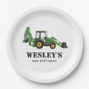 Assiettes En Carton Fête d'anniversaire du véhicule de construction