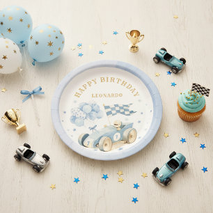 Assiettes En Carton Fête d'anniversaire d'un garçon de un an avec voit