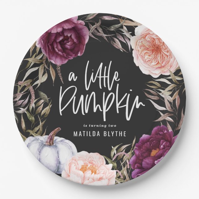 Assiettes En Carton Fête d'anniversaire d'un petit citrouille à l'auto (Devant)