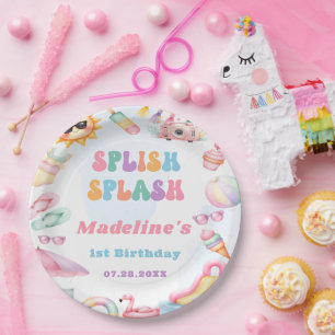 Assiettes En Carton Fête d'anniversaire Editable Summer Splish Splash