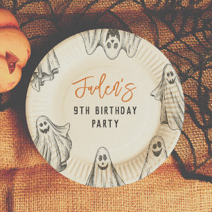 Assiettes En Carton Fête d'anniversaire effrayante de fantômes d'Hallo