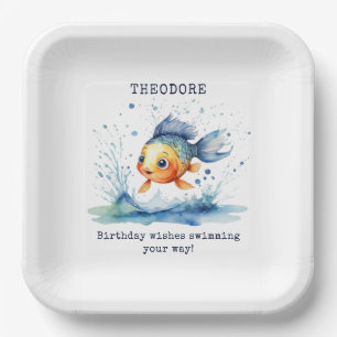 Assiettes En Carton Fête d'anniversaire enfant personnalisée Poisson s