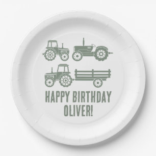 Assiettes En Carton Fête d'anniversaire enfant tracteur moderne