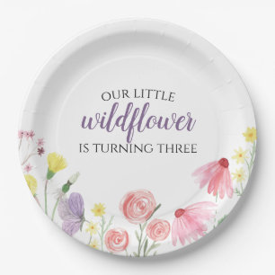 Assiettes En Carton Fête d'anniversaire fleur sauvage
