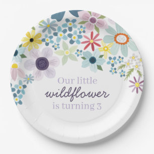 Assiettes En Carton Fête d'anniversaire fleurs sauvages florale